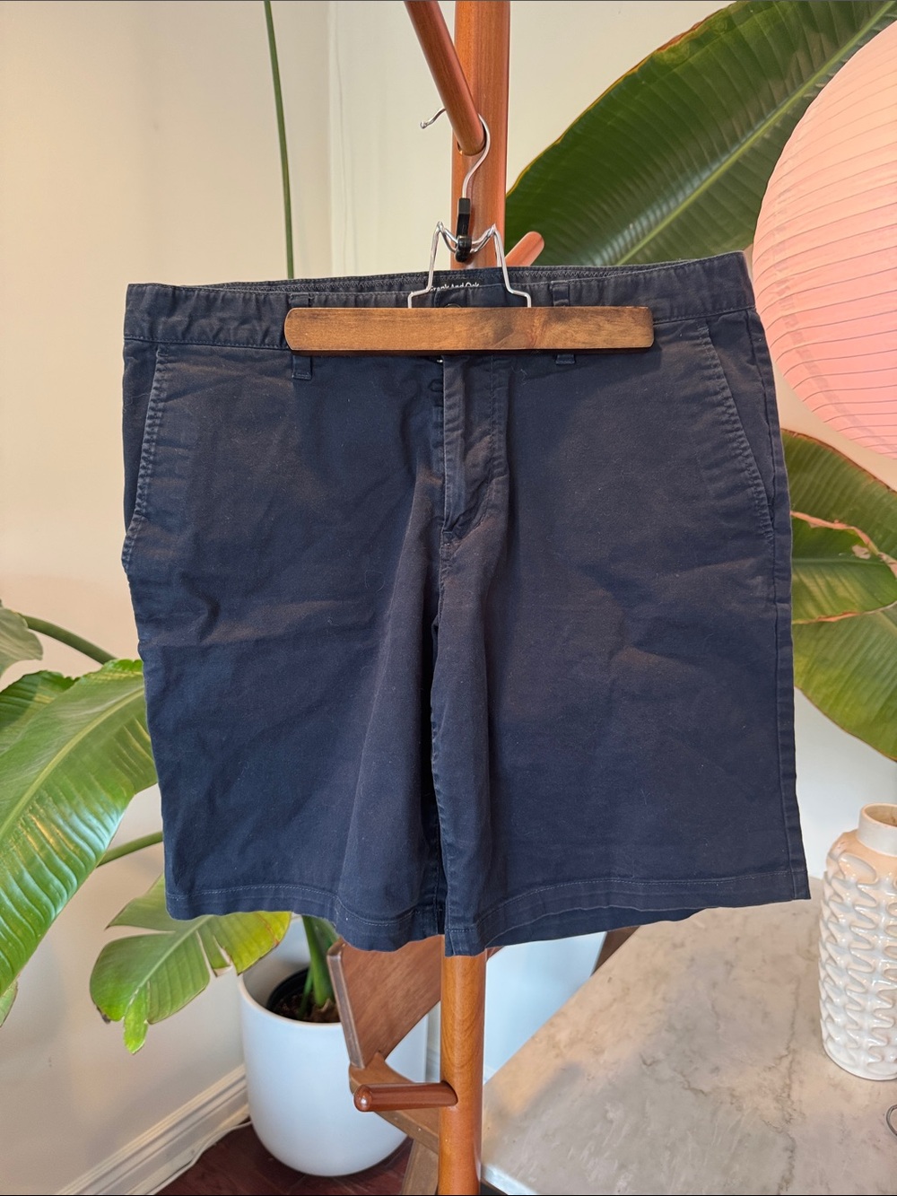 Frank and Oak Navy Cotton Chino Shorts